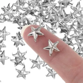 150 PCS Star Studs for Clothing, Silver Star Spikes Rivets Small Metal Stars Nailheads Spike Stud Leather Claw Rivets Nailheads Stars Punk Rivet for Punk Rock Clothing Belt Bag Decorations (Silver)
