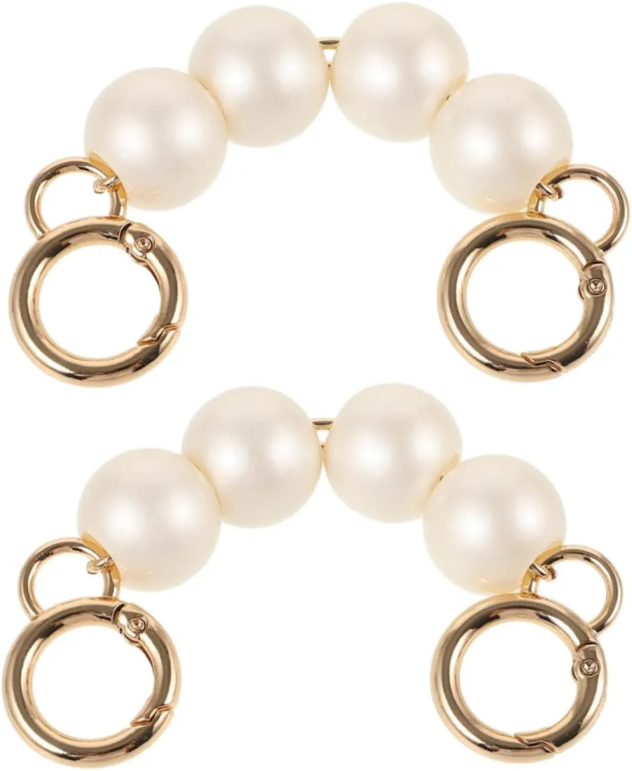 2PCS Pearl Bag Chain Strap Extender Fashionable DIY Purse Extension for Handbags Durable Construction Elegant Accessory for Tote Bags and Crossbody Styles