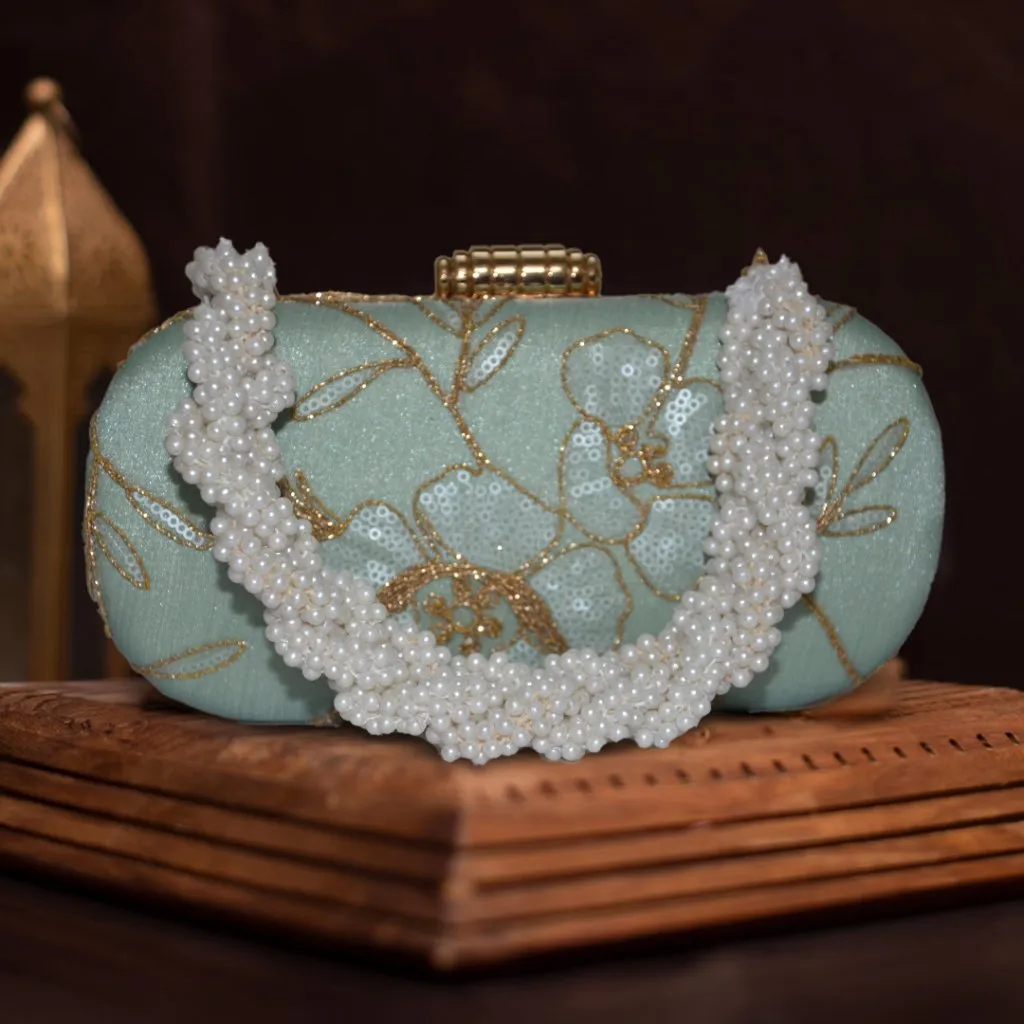Anaya Capsule Mint Clutch