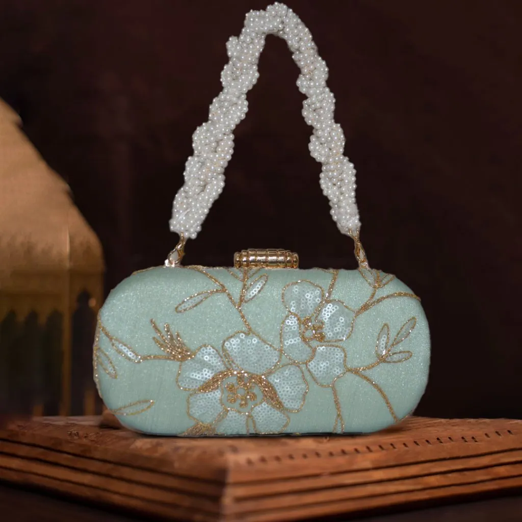 Anaya Capsule Mint Clutch