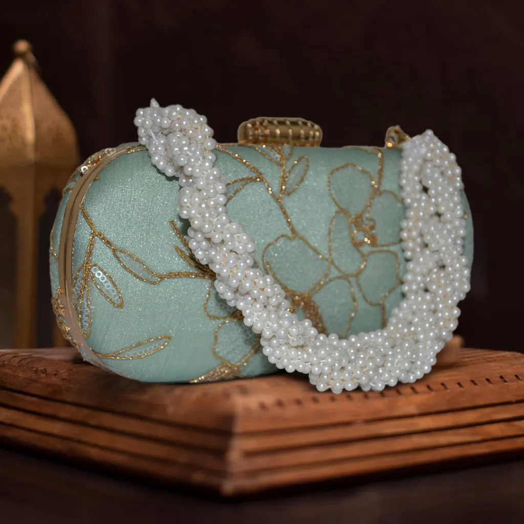 Anaya Capsule Mint Clutch