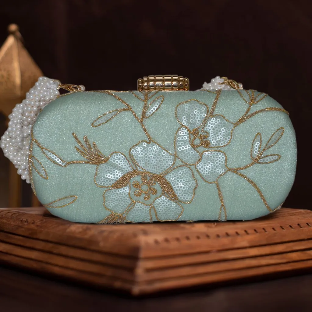 Anaya Capsule Mint Clutch