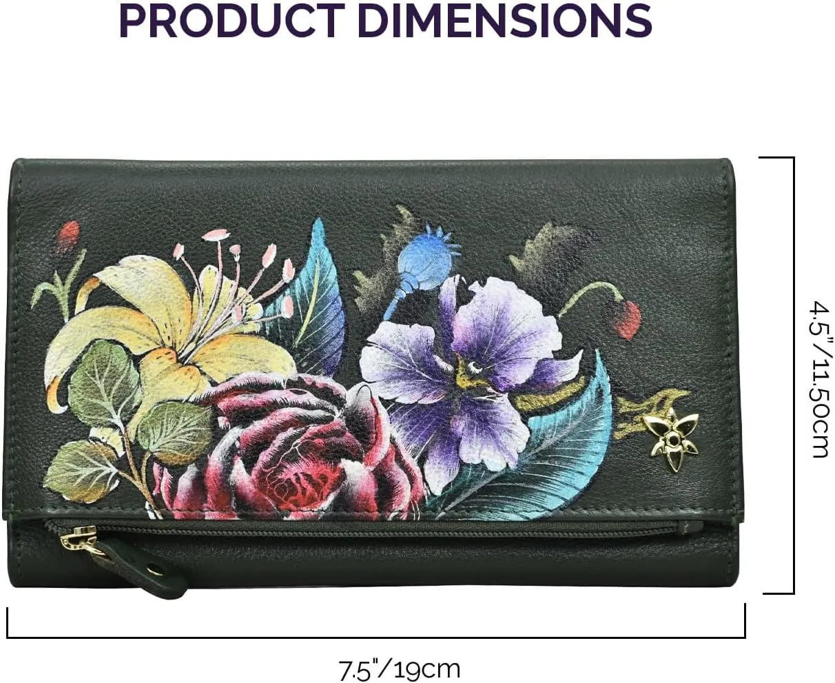 Anuschka Women's Handpainted Leather Three Fold Clutch-Flamboyant Flmingos