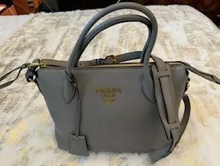 Argilla Gray Vitello Phenix Leather Satchel Shoulder Bag