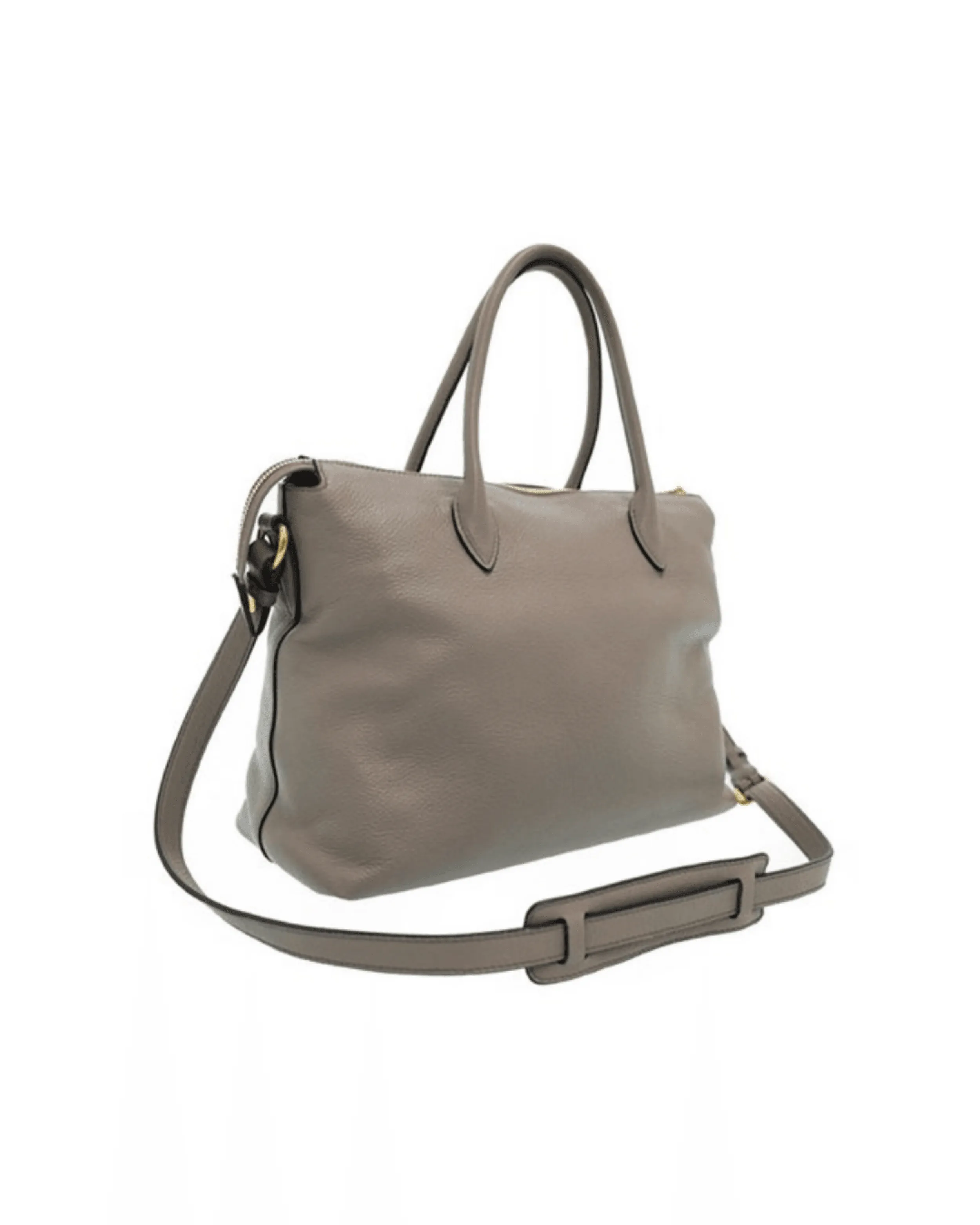 Argilla Gray Vitello Phenix Leather Satchel Shoulder Bag