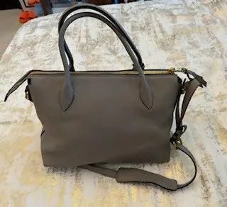 Argilla Gray Vitello Phenix Leather Satchel Shoulder Bag