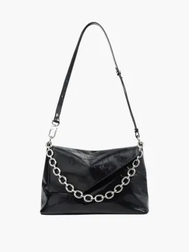 Aria | Glossy Shoulder Bag with Chain Detail
