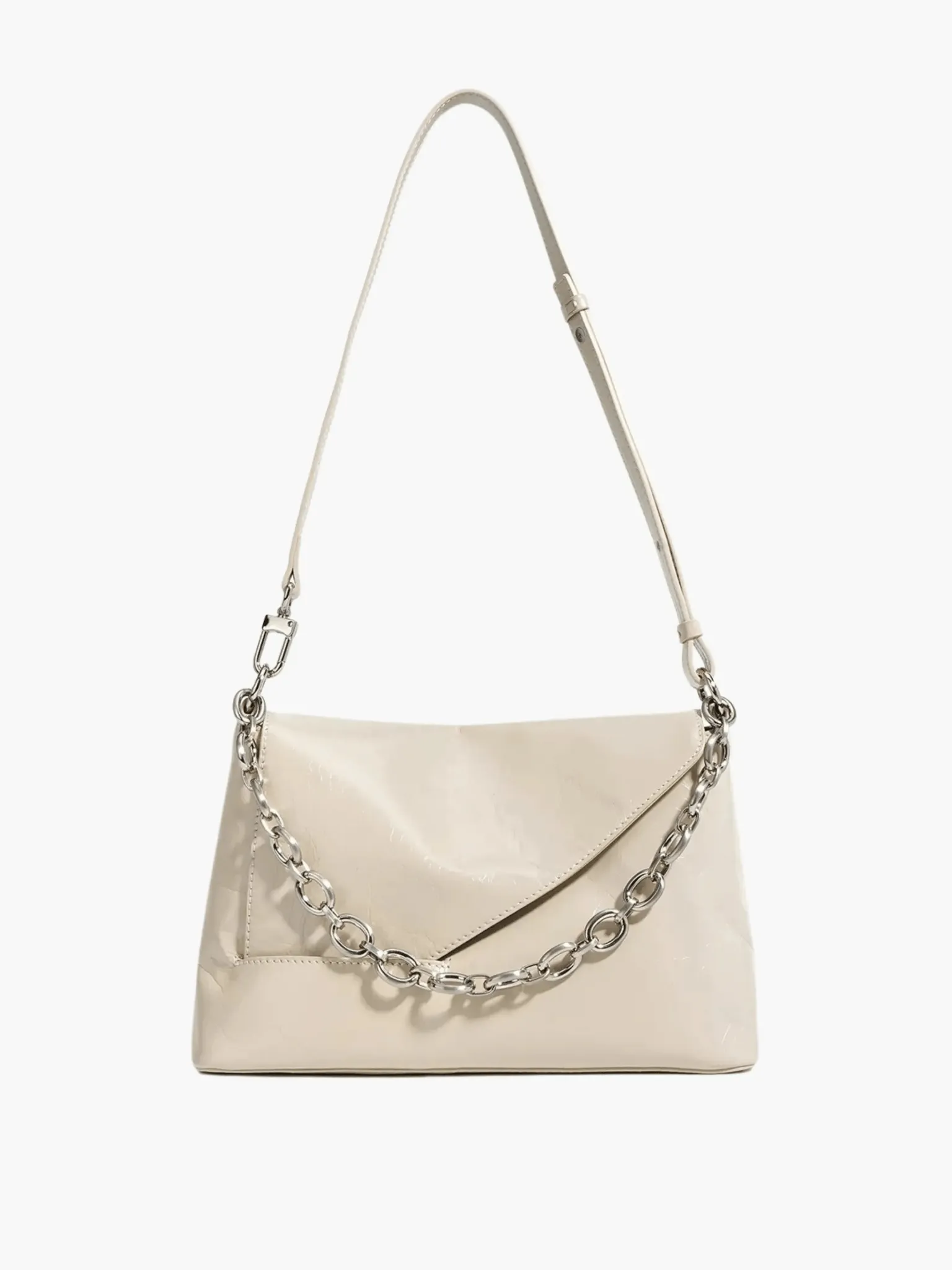 Aria | Glossy Shoulder Bag with Chain Detail
