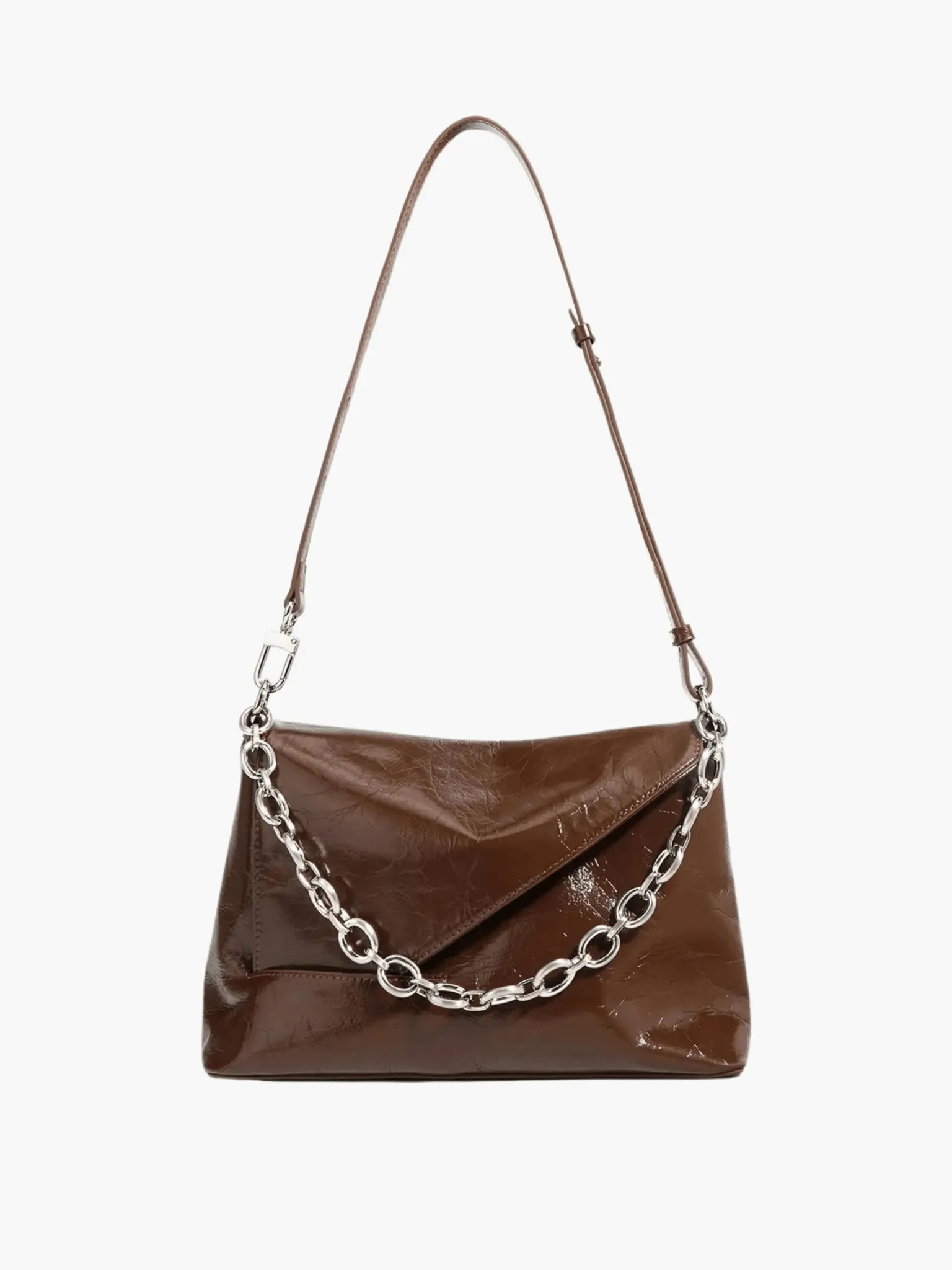 Aria | Glossy Shoulder Bag with Chain Detail