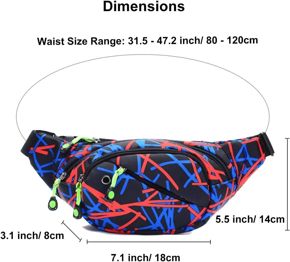 Ausion Fanny Pack Waist Bag for Men&Women Adjustable Belt Hip Bum Bag Fashion Water Resistant Hiking Waist Bag for Traveling Casual Running Hiking Cycling