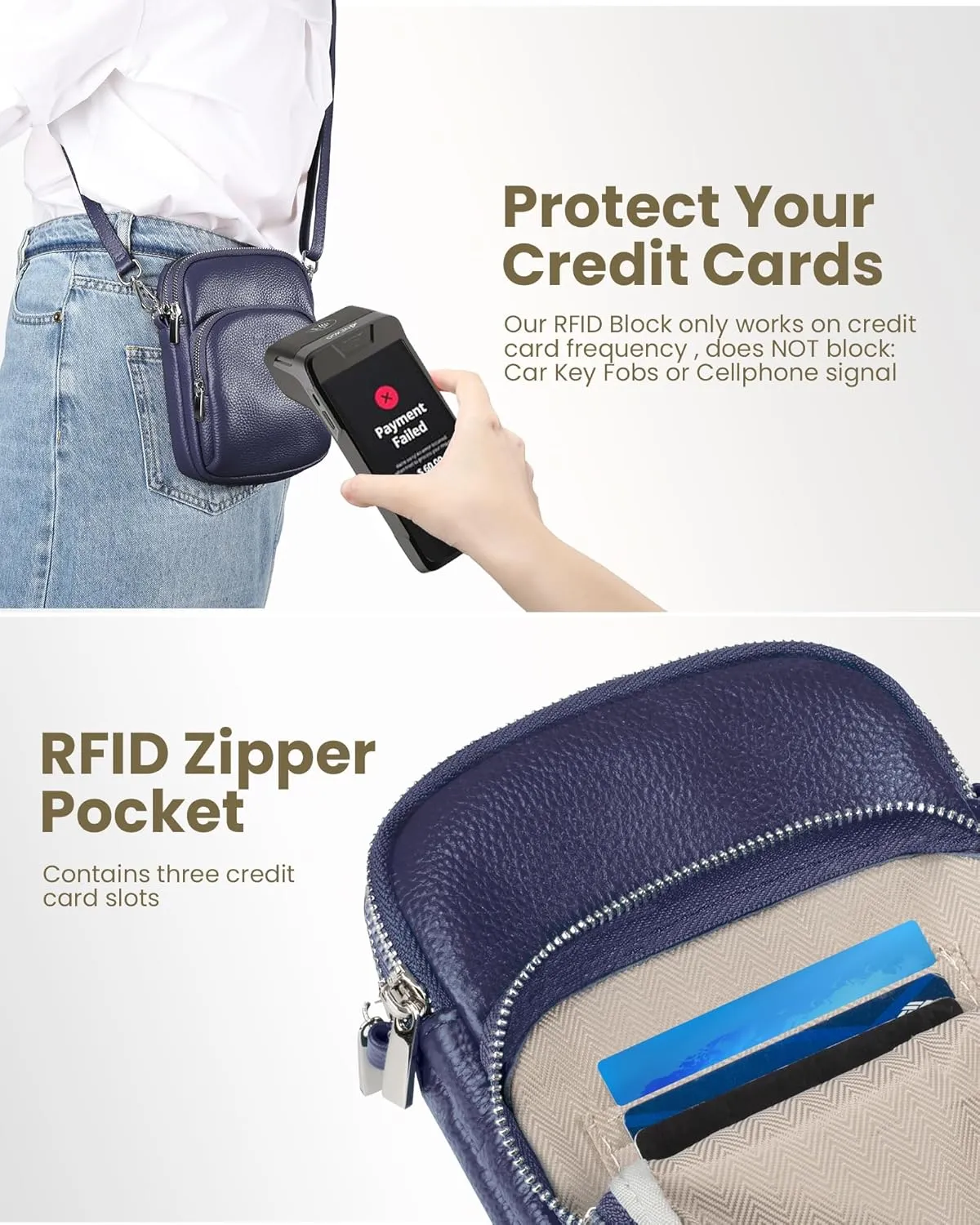 befen Small Genuine Leather Crossbody Bag for Women Trendy Crossbody Purses with RFID Blocking Card Slots