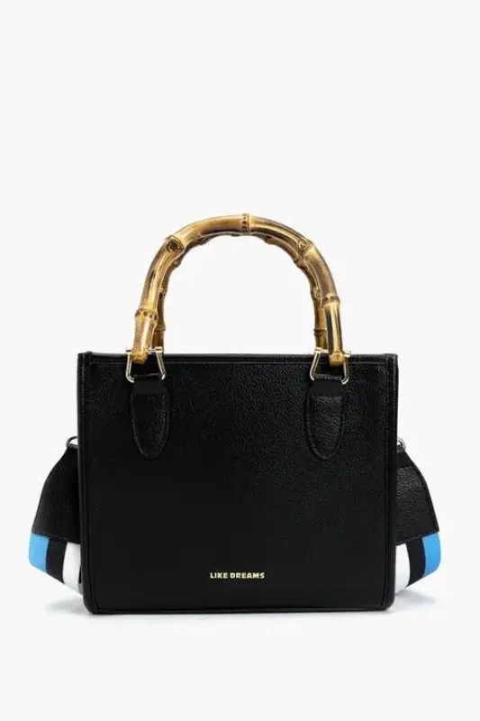 Black Kate Wooden Handle Western Strap Satchel