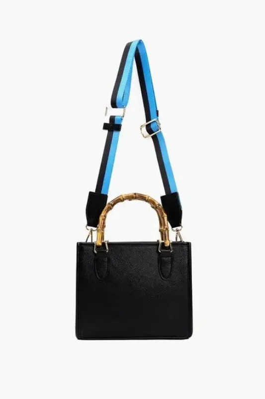 Black Kate Wooden Handle Western Strap Satchel
