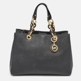 Black Leather Medium Cynthia Tote