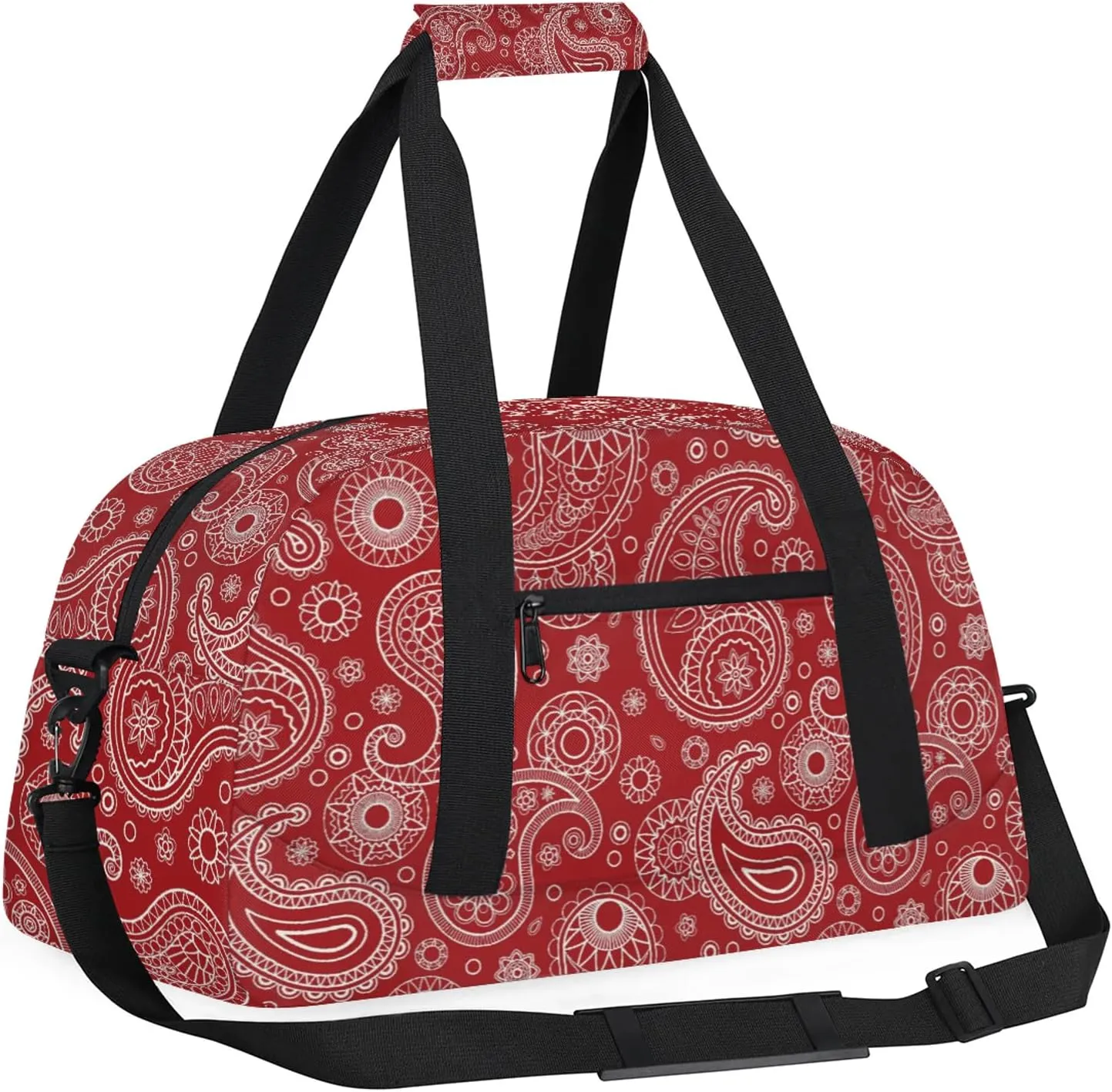 Boho 18 inch Small Gym Bag for Women and Men, Lightweight Carry On Weekender Bag Mini Duffel Bag for Travel Sports Workout, Paisley Flower