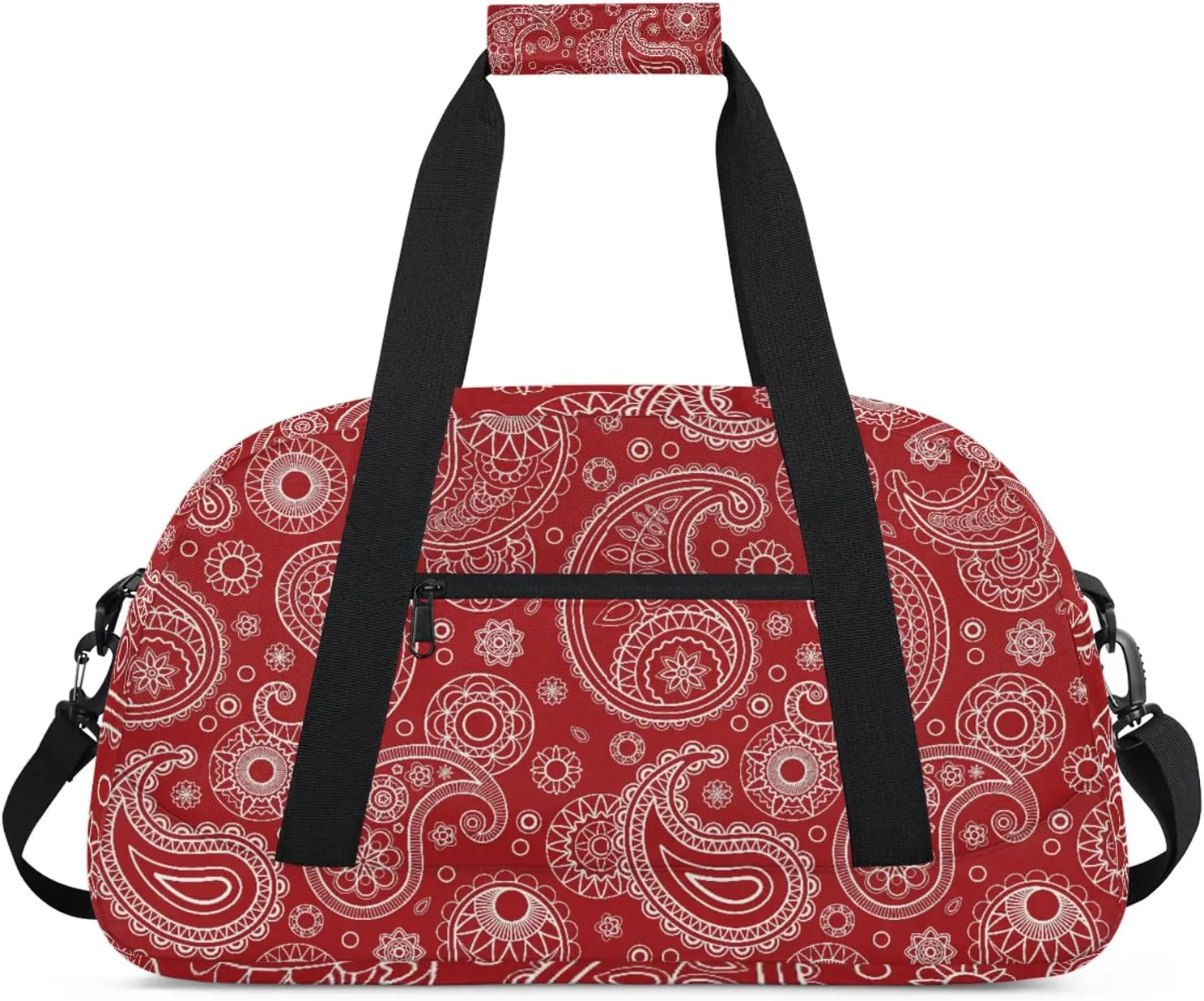 Boho 18 inch Small Gym Bag for Women and Men, Lightweight Carry On Weekender Bag Mini Duffel Bag for Travel Sports Workout, Paisley Flower