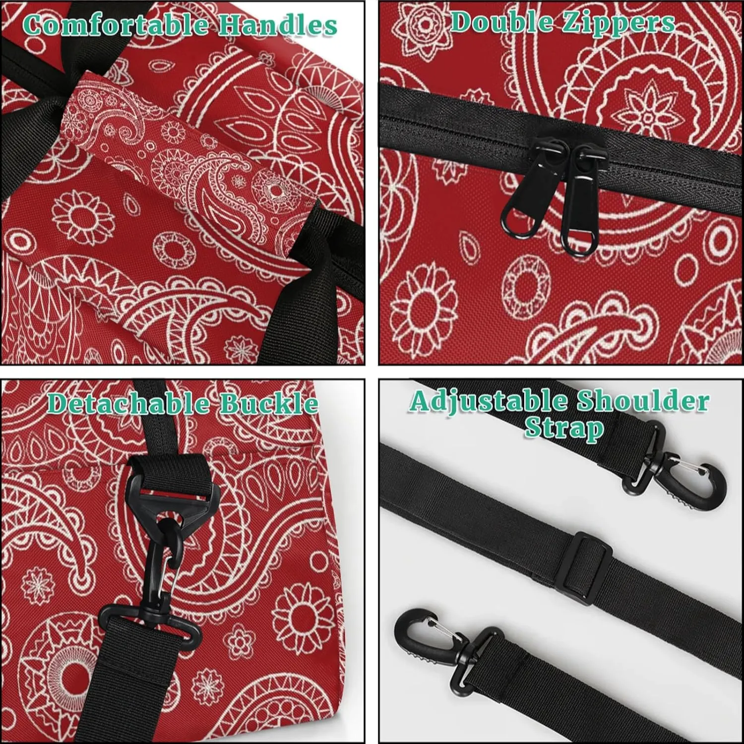Boho 18 inch Small Gym Bag for Women and Men, Lightweight Carry On Weekender Bag Mini Duffel Bag for Travel Sports Workout, Paisley Flower