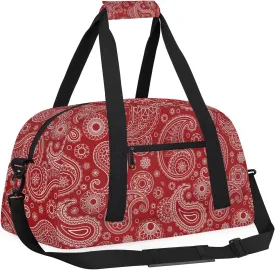 Boho 18 inch Small Gym Bag for Women and Men, Lightweight Carry On Weekender Bag Mini Duffel Bag for Travel Sports Workout, Paisley Flower