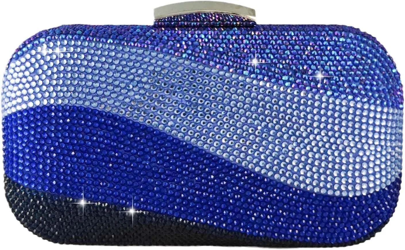 Boutique De FGG Sea Wave Luxury Crystal Clutch Evening Bags for Women Colorful Rhinestone Wedding Handbags and Purses