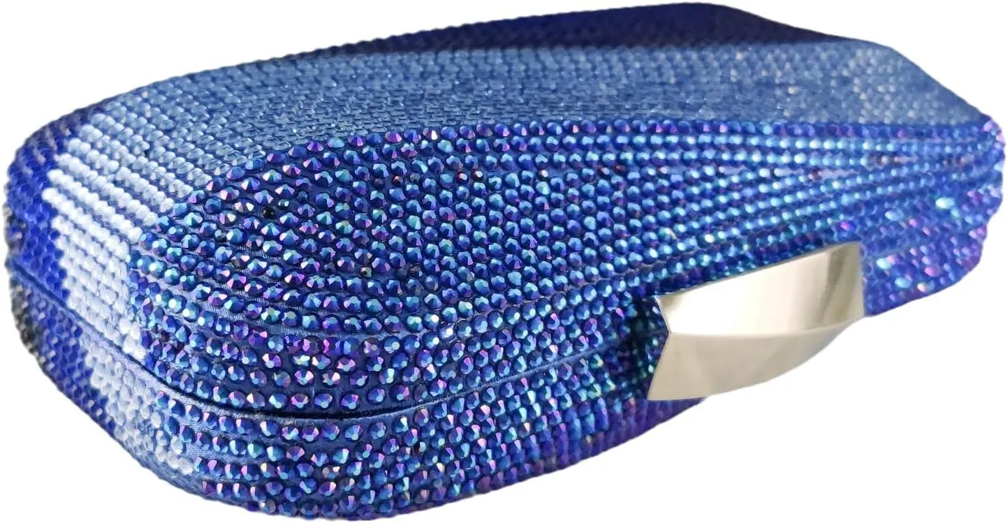 Boutique De FGG Sea Wave Luxury Crystal Clutch Evening Bags for Women Colorful Rhinestone Wedding Handbags and Purses