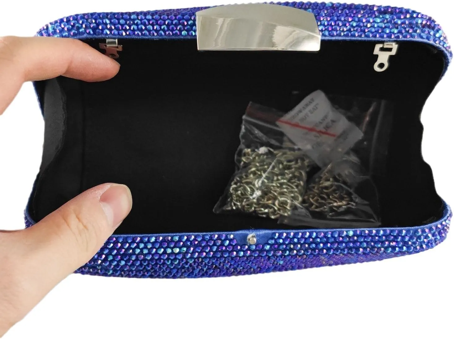 Boutique De FGG Sea Wave Luxury Crystal Clutch Evening Bags for Women Colorful Rhinestone Wedding Handbags and Purses