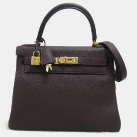 Brown Togo Leather Kelly 28 Tote Bag