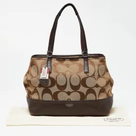 Brown/Beige Signature Canvas and Leather Hamptons Weekend Tote