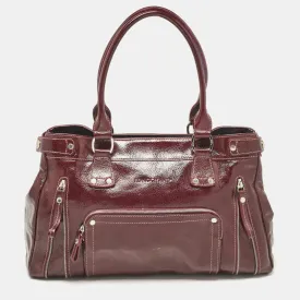 Burgundy Patent Leather Front Pocket Tote
