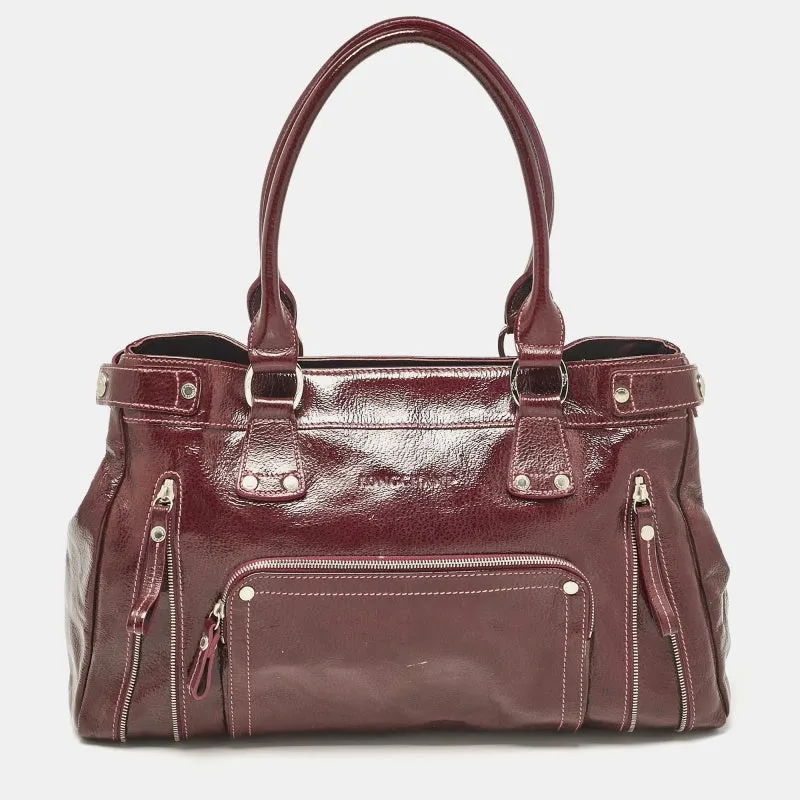 Burgundy Patent Leather Front Pocket Tote
