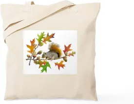 CafePress Squirrel Oak Acorns Tote Bag Natural Canvas Tote Bag, Reusable Shopping Bag
