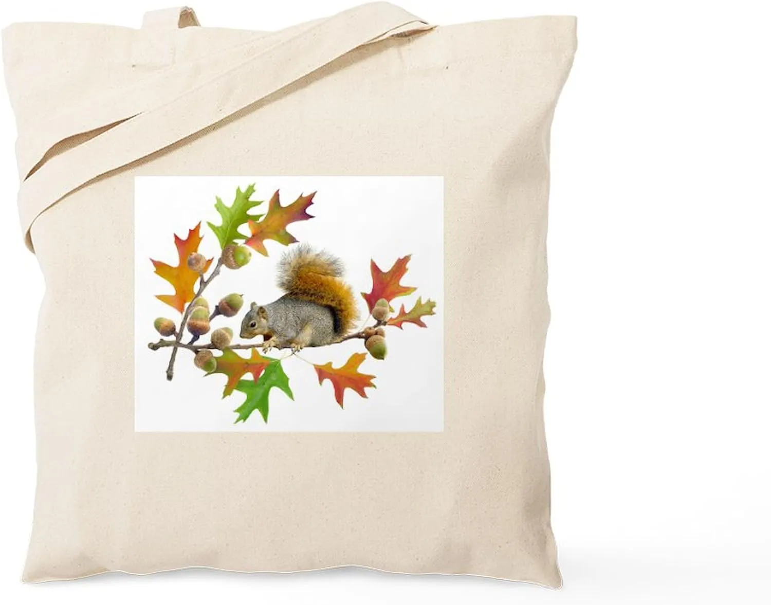 CafePress Squirrel Oak Acorns Tote Bag Natural Canvas Tote Bag, Reusable Shopping Bag