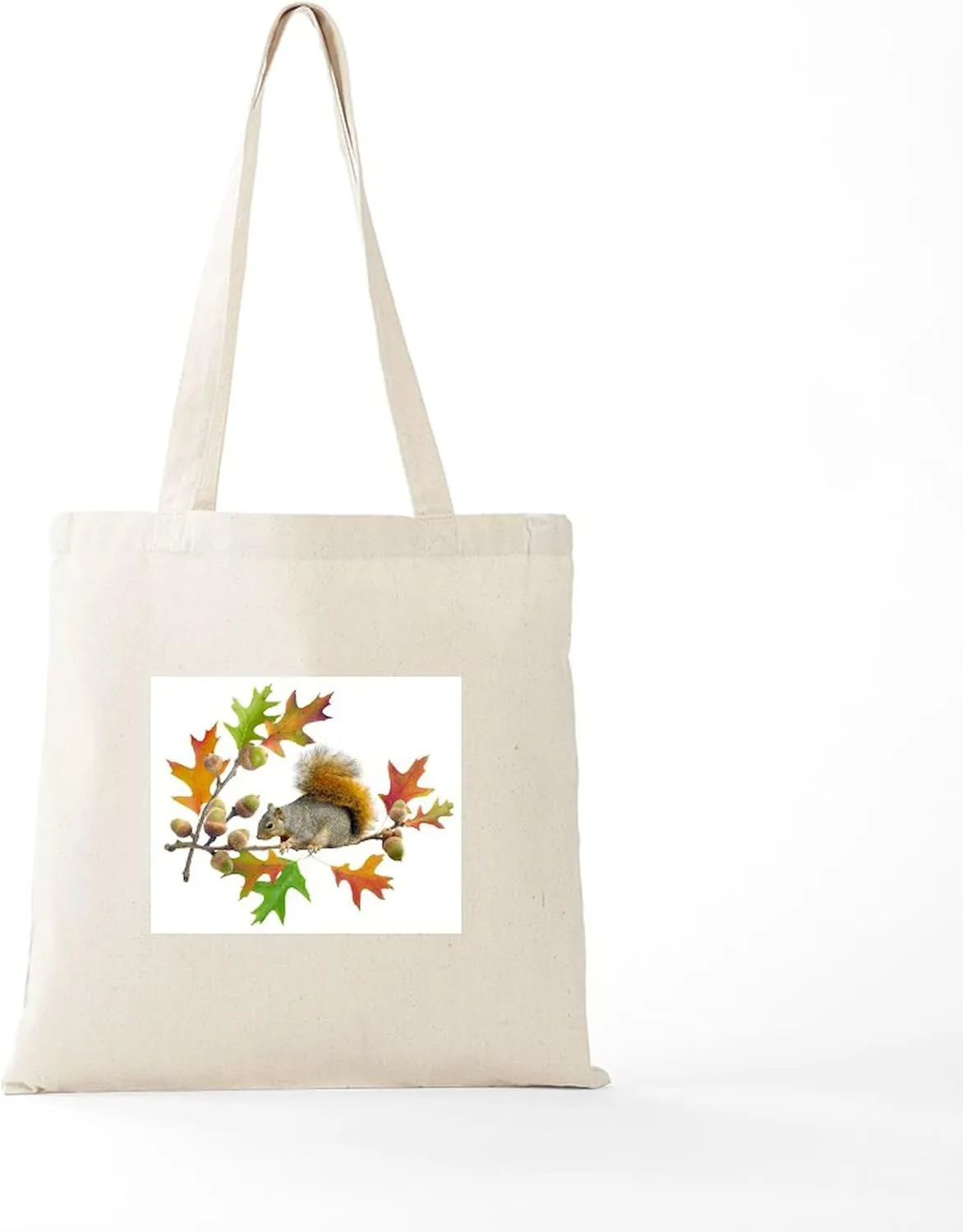 CafePress Squirrel Oak Acorns Tote Bag Natural Canvas Tote Bag, Reusable Shopping Bag