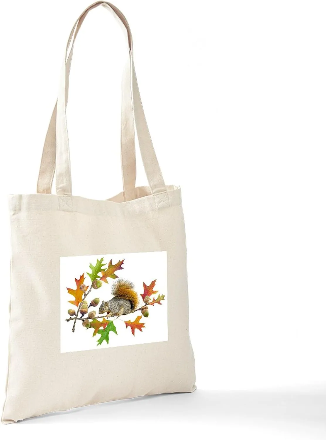 CafePress Squirrel Oak Acorns Tote Bag Natural Canvas Tote Bag, Reusable Shopping Bag