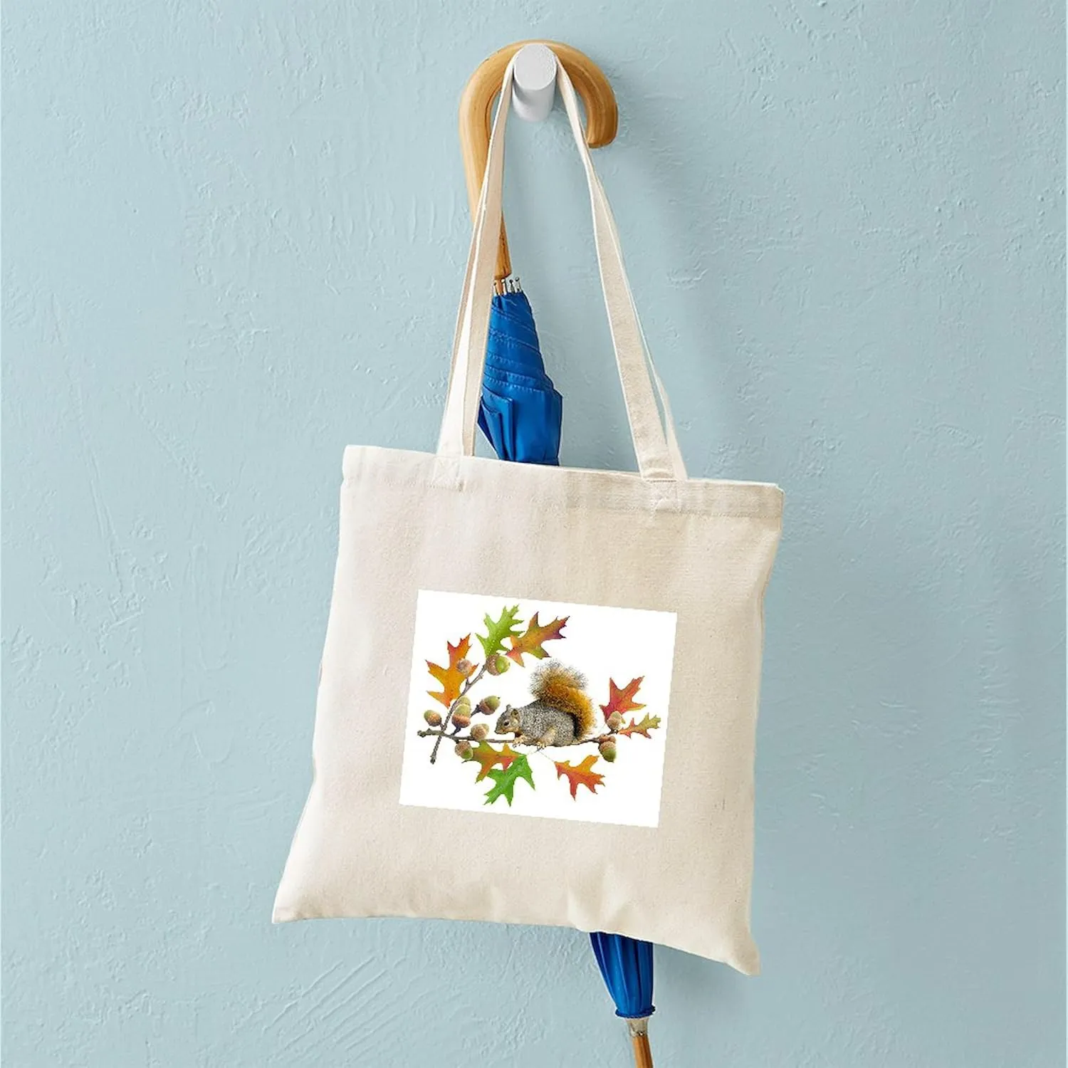 CafePress Squirrel Oak Acorns Tote Bag Natural Canvas Tote Bag, Reusable Shopping Bag