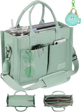 Canvas Tote Bag Purse for Women with Zipper Closure, Individual Compartments & Bottom Suppor