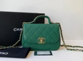 Chanel 19 Green Quilted Leather Crossbody Bag Medium Size