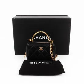 Chanel 22A Black Quilted Leather Crossbody Bag with Gold Chain Handle