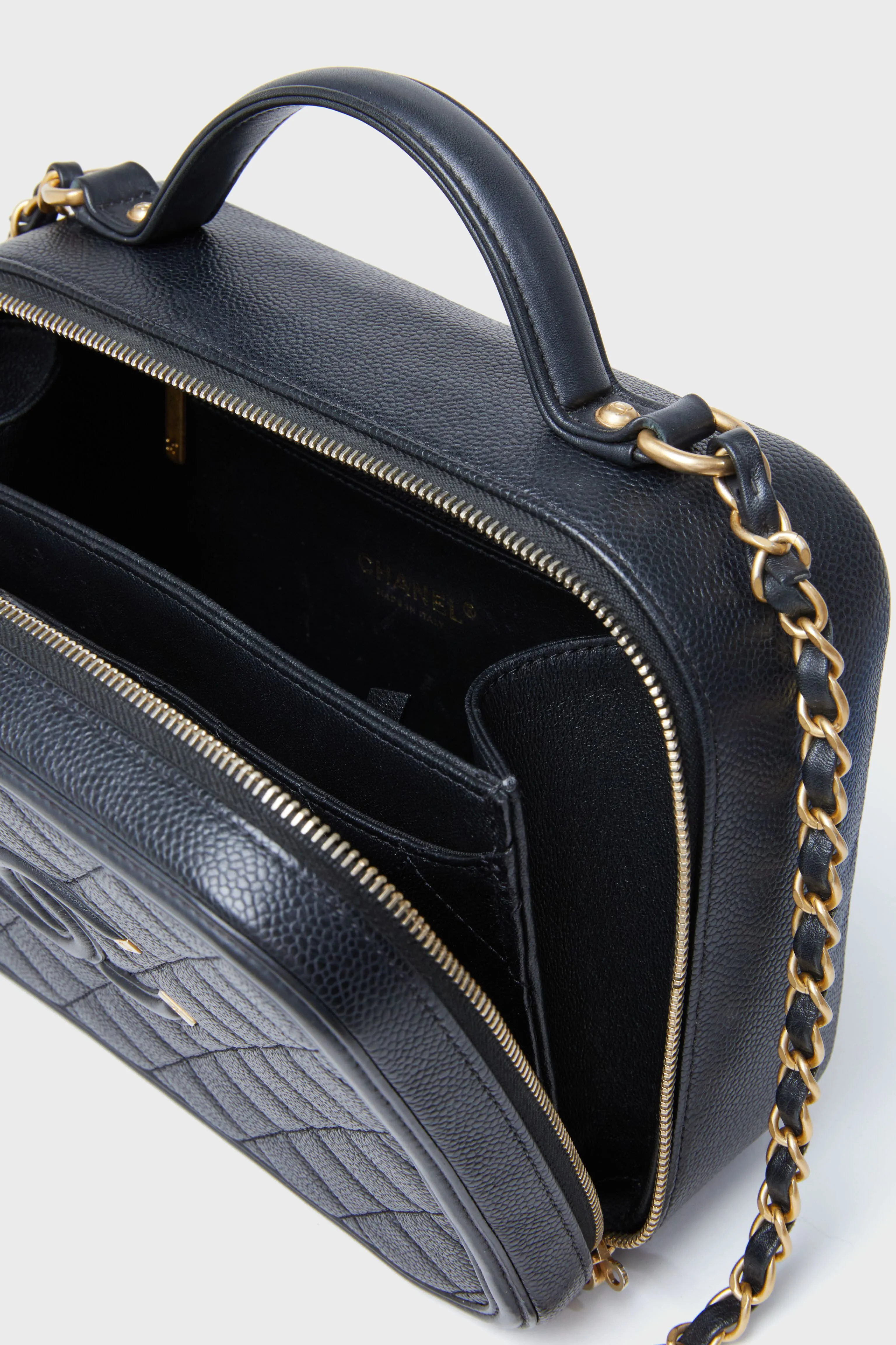 CHANEL Black Large Filigree Quilted Vanity Case