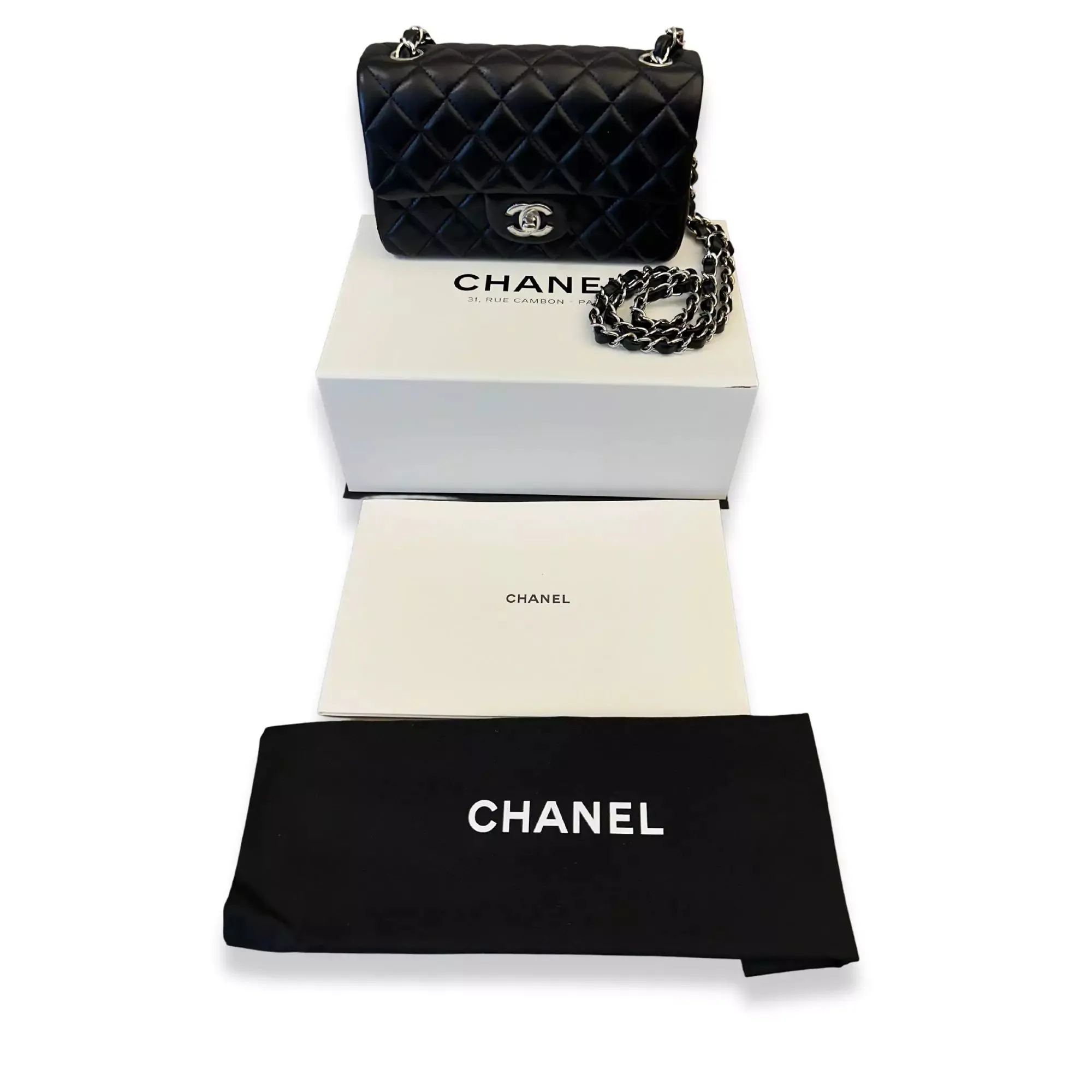 CHANEL BLACK SMALL CLASSIC FLAP BAG
