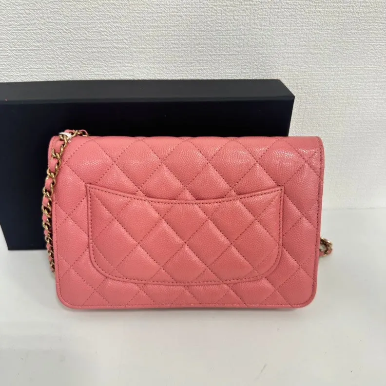 Chanel Caviar Leather Wallet on Chain Pink Medium Crossbody Bag