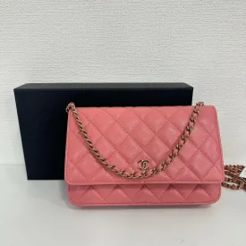 Chanel Caviar Leather Wallet on Chain Pink Medium Crossbody Bag