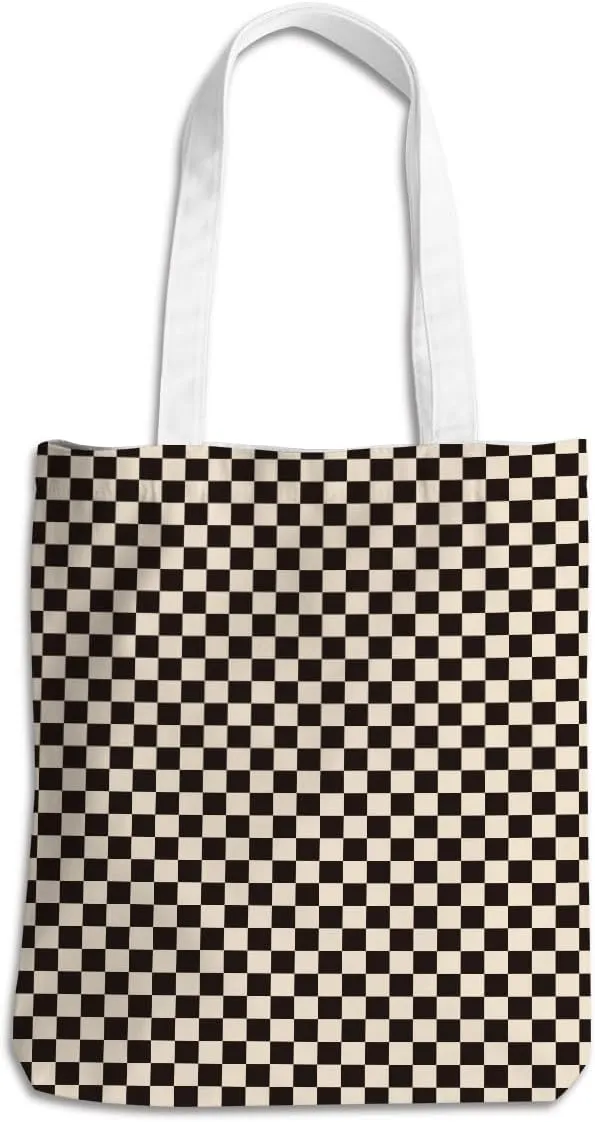 Checkered Tote Bag for Women Girls Friend Sister Vintage Plaid Beach Bag Classic Checkerboard Reusable Grocery Bags