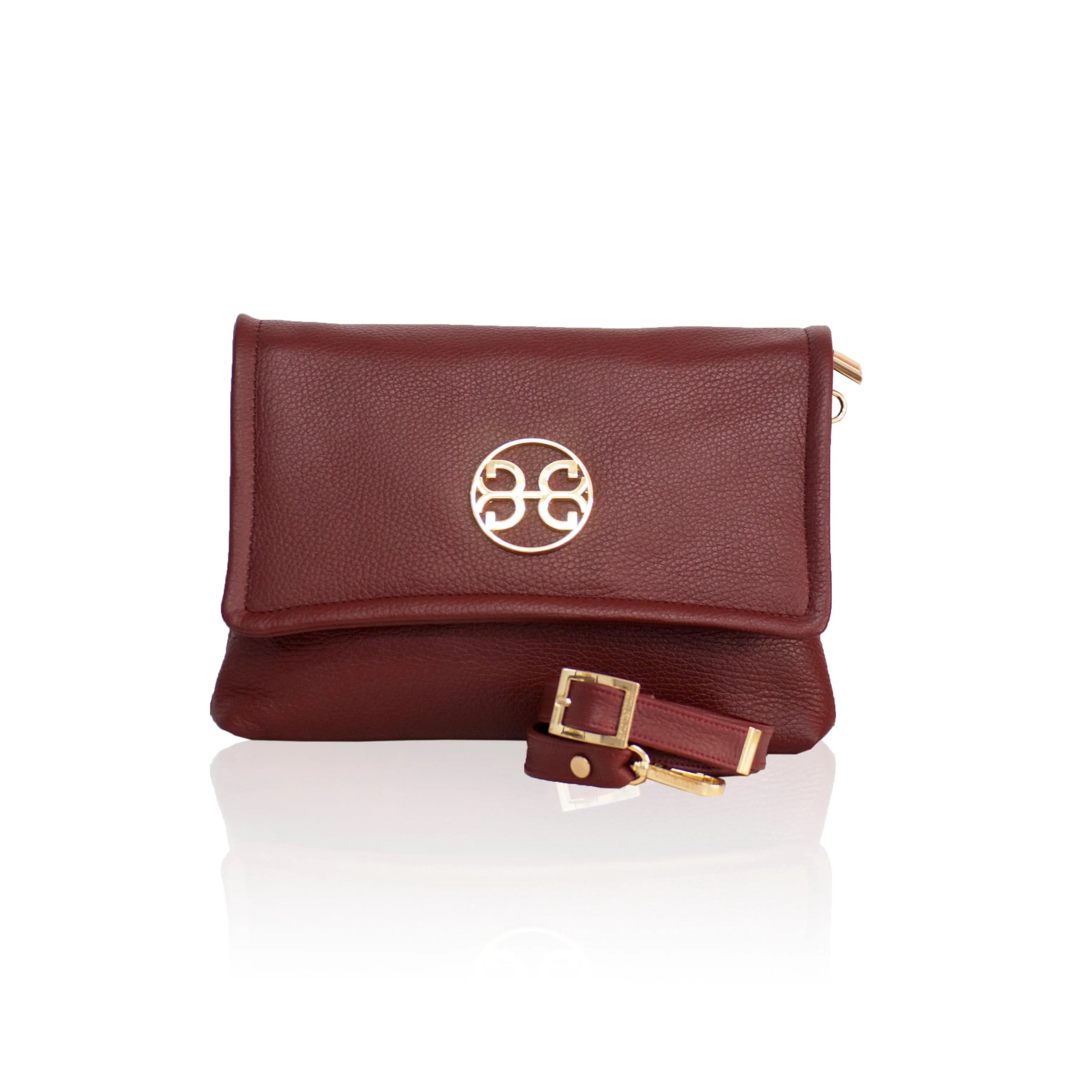 Clelia Large Leather Shoulder Bag - Cherry Red