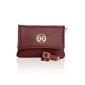 Clelia Large Leather Shoulder Bag - Cherry Red