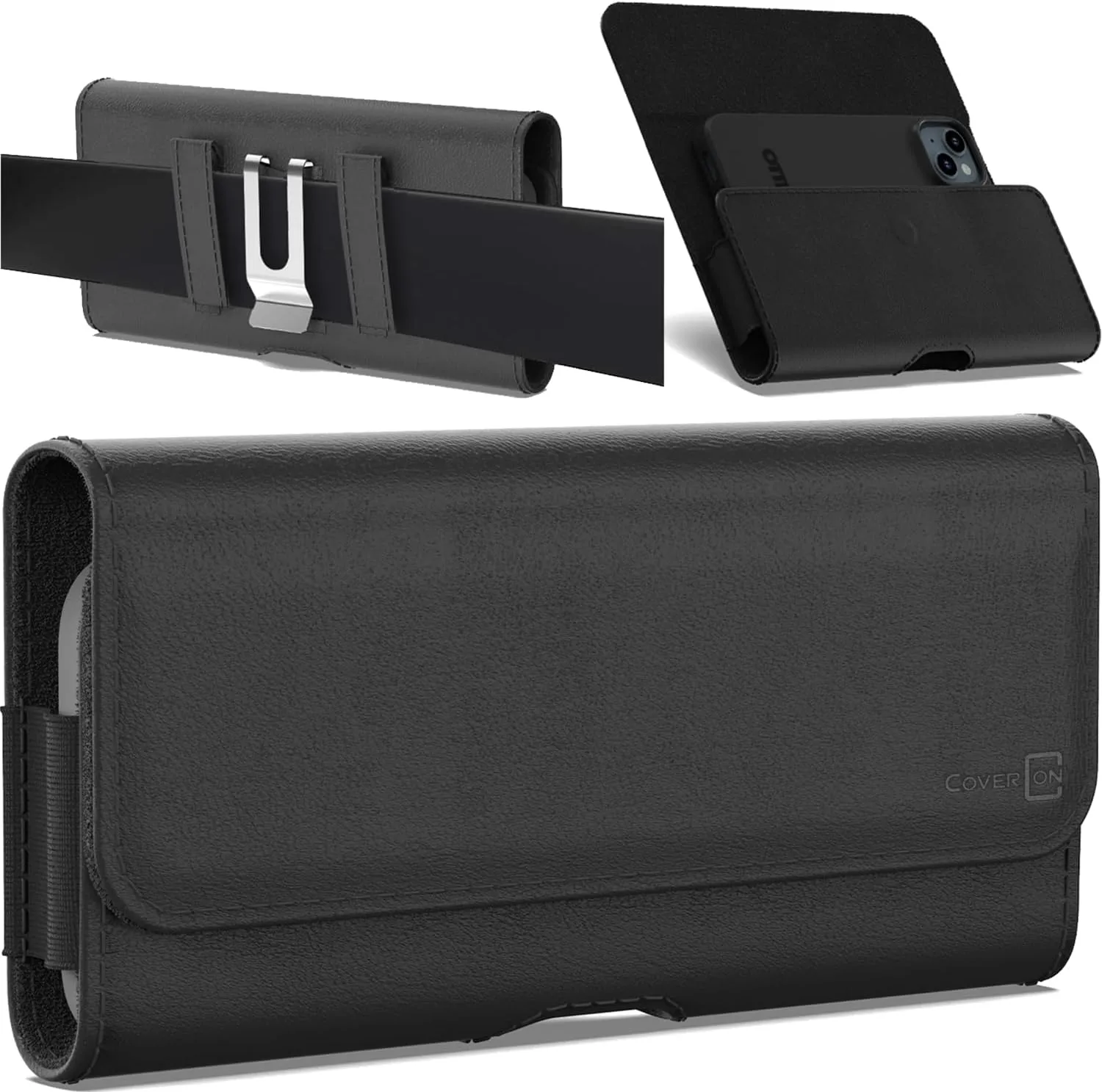 CoverON Holster for Google Pixel 9 Pro XL 9a / 8 Pro 7 Pro 6 Pro/Pixel 7 6 5A 4A 4 XL, Cell Phone Case Belt Clip Magnetic Close Carrying Leather Pouch (Fits with Otterbox or Any Case on)