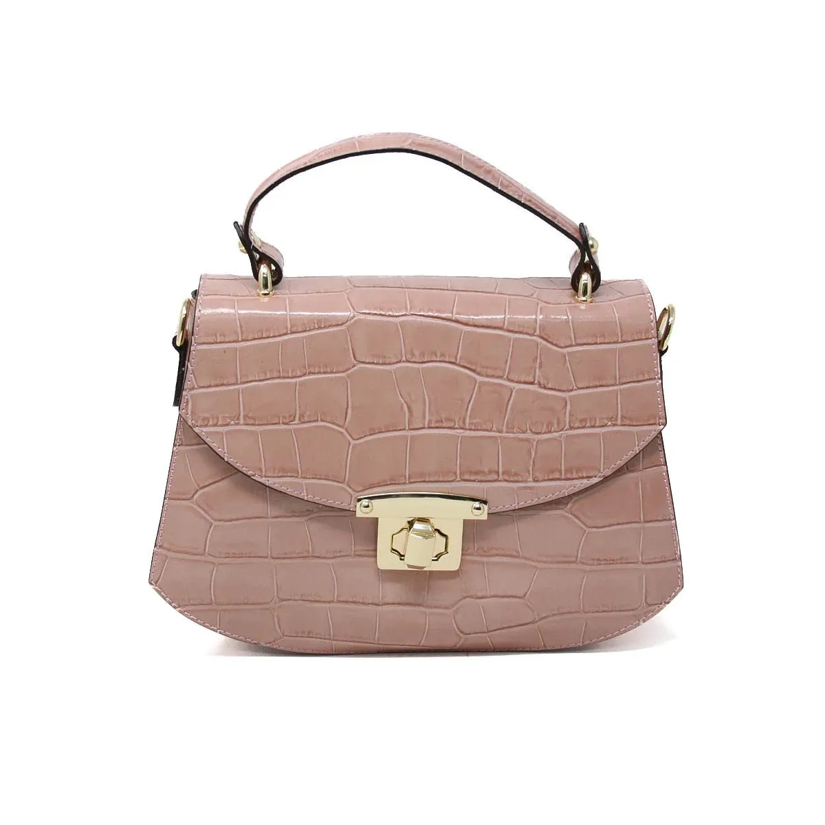 Croc-Embossed Leather Handbag