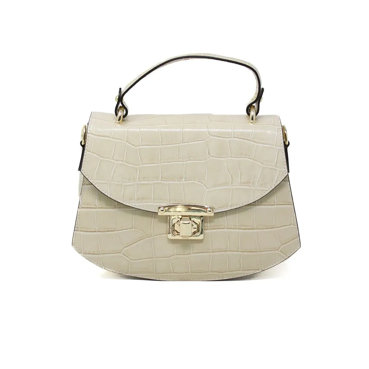 Croc-Embossed Leather Handbag