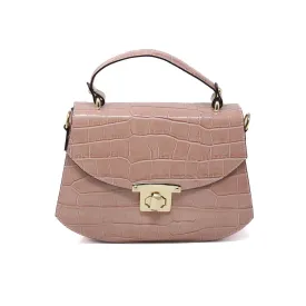 Croc-Embossed Leather Handbag