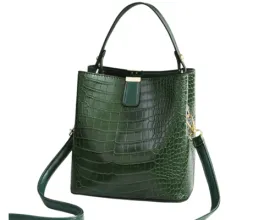Crocodile-Embossed Bucket Bag