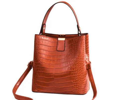 Crocodile-Embossed Bucket Bag